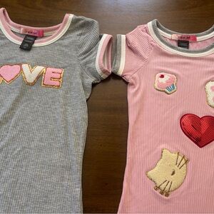 Paper Doll Pink and Gray Kids Nightgown Set